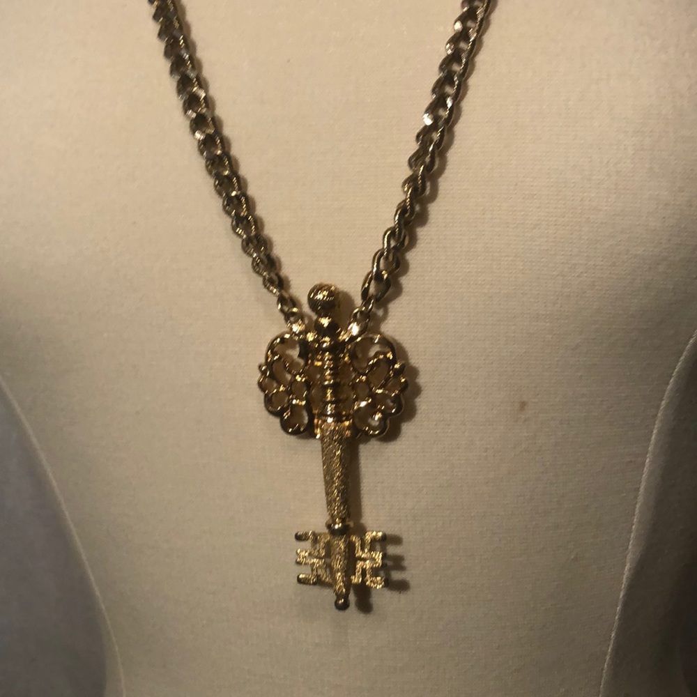 Vintage Monet Gold Key Necklace